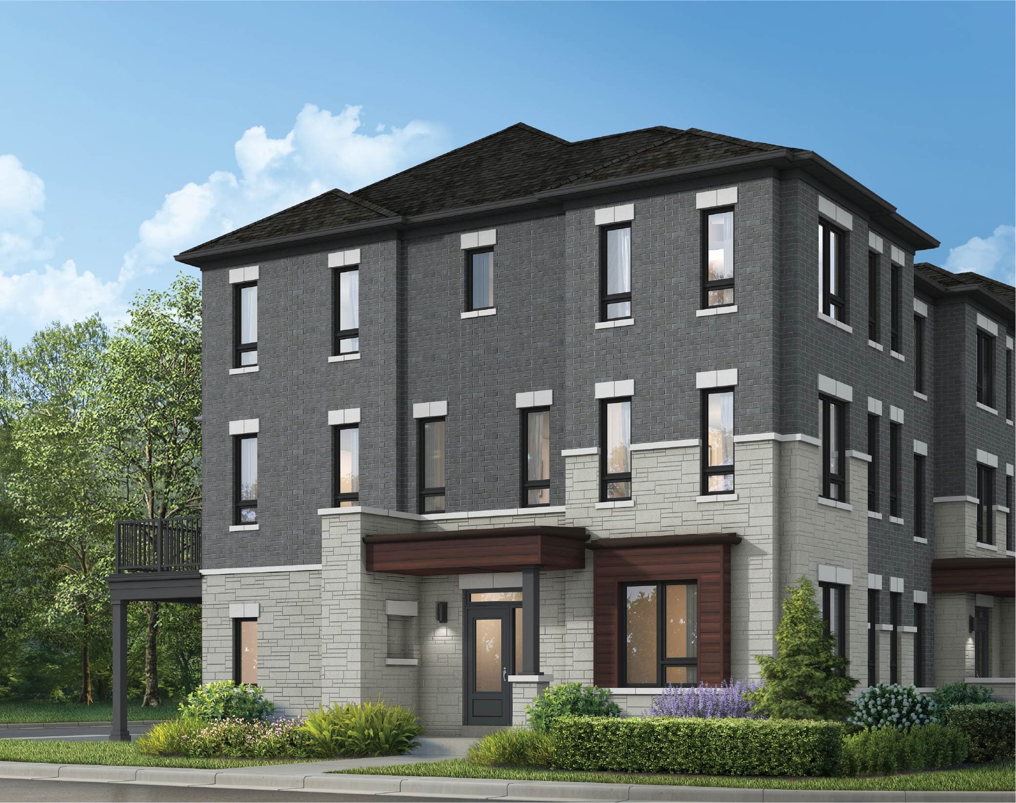Abbey (CA3RL-12C) City Townhomes, Elevation C. Artist's concept.